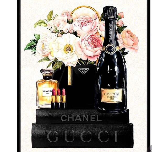 Design District Champagne Campaign Gucci & Chanel Glitter Framed Wall Decor - Picture 1 of 8